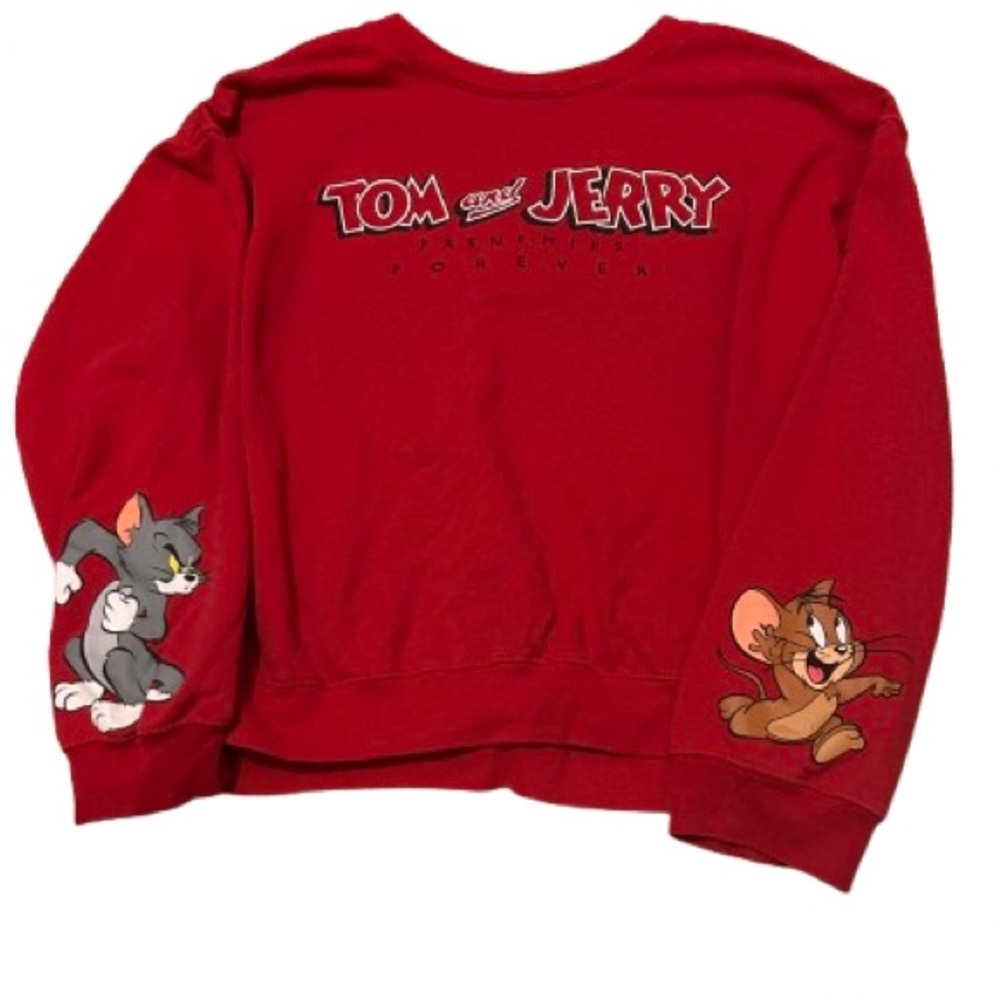 Red Tom and Jerry Crew Neck Sweatshirt
